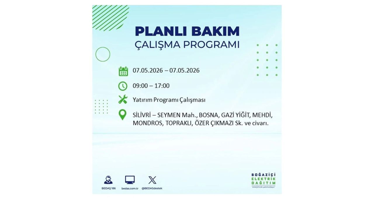 İstanbul'da elektrikler kesilecek: İşte ilçe ilçe liste (7 Mayıs 2026) 39
