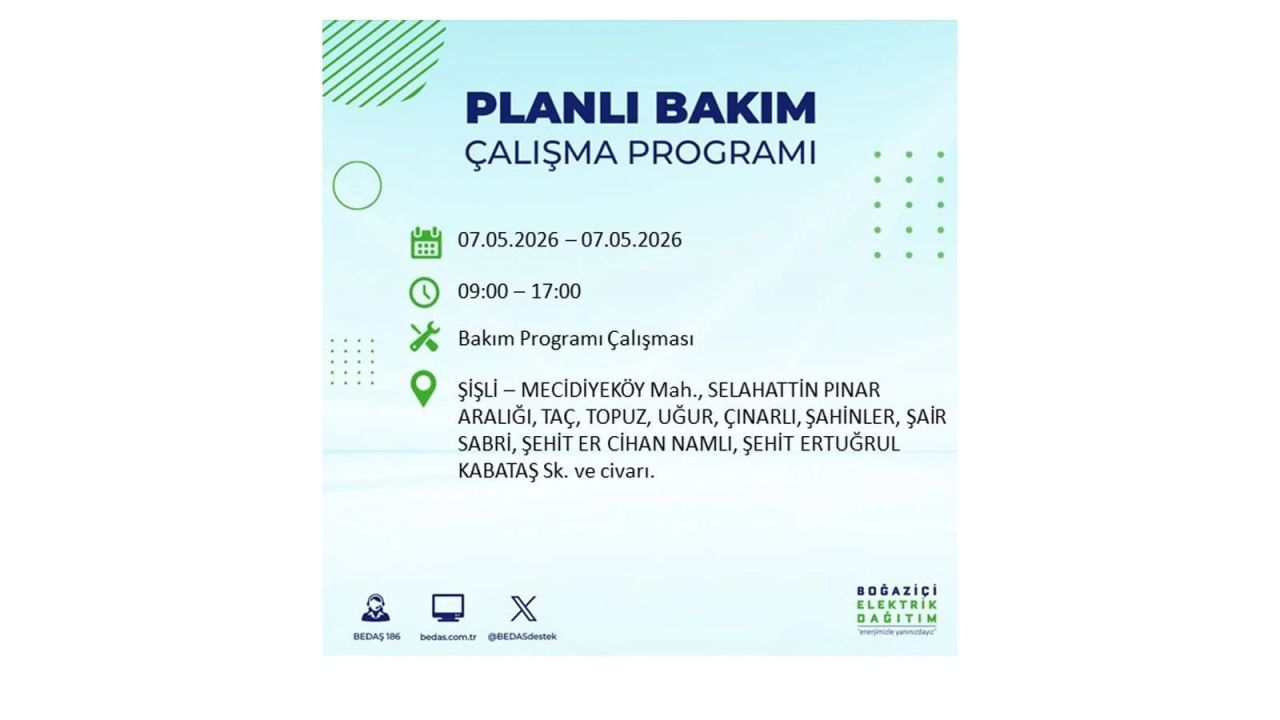 İstanbul'da elektrikler kesilecek: İşte ilçe ilçe liste (7 Mayıs 2026) 45