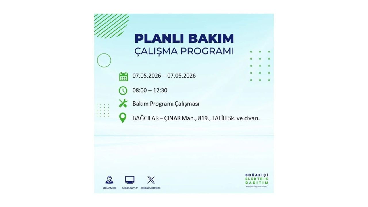 İstanbul'da elektrikler kesilecek: İşte ilçe ilçe liste (7 Mayıs 2026) 6