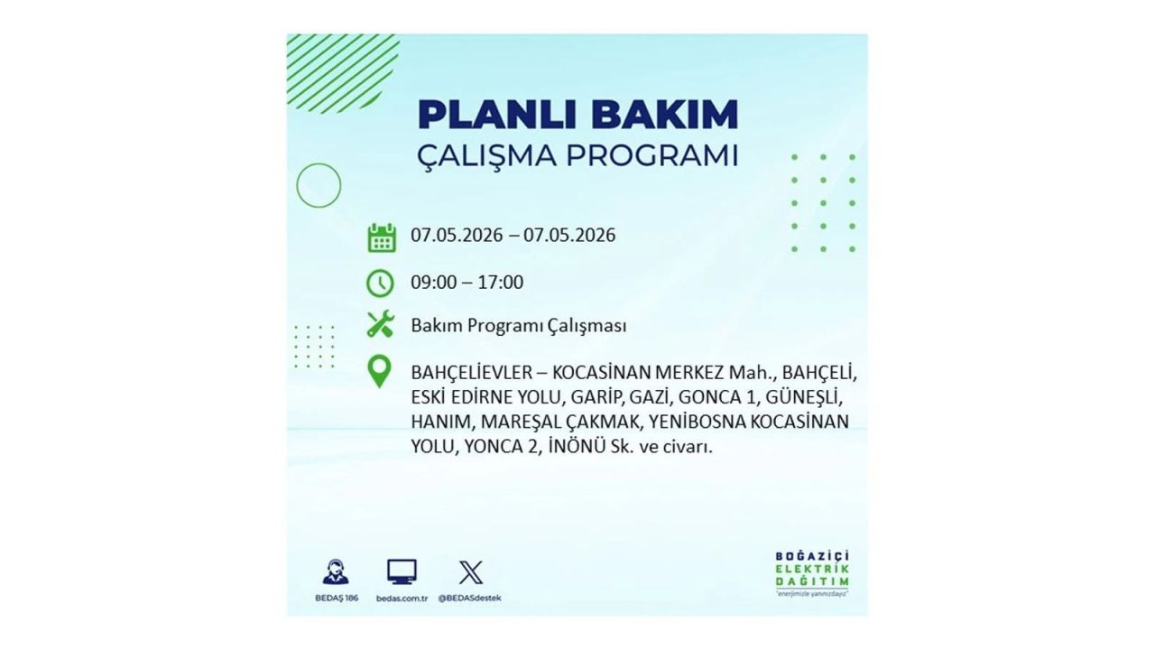 İstanbul'da elektrikler kesilecek: İşte ilçe ilçe liste (7 Mayıs 2026) 9