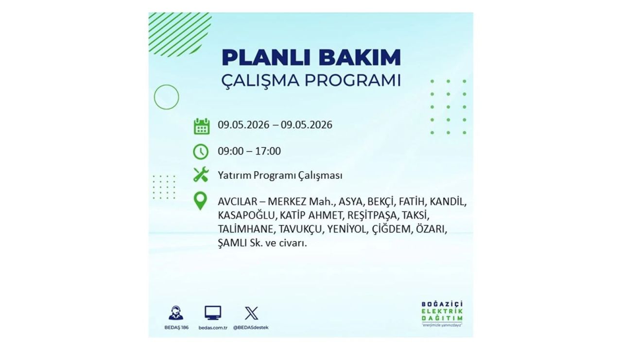 İstanbul’da elektrik kesintisi olacak ilçeler açıklandı! 9 Mayıs 2026 3
