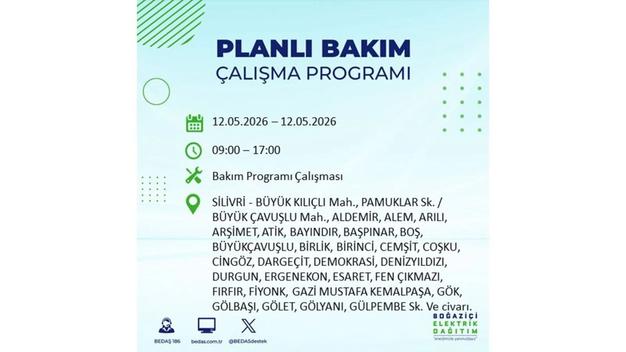 İstanbul'da dev elektrik kesintisi: İşte 12 Mayıs İstanbul elektrik kesintisi olan ilçeler ve mahalleler 15
