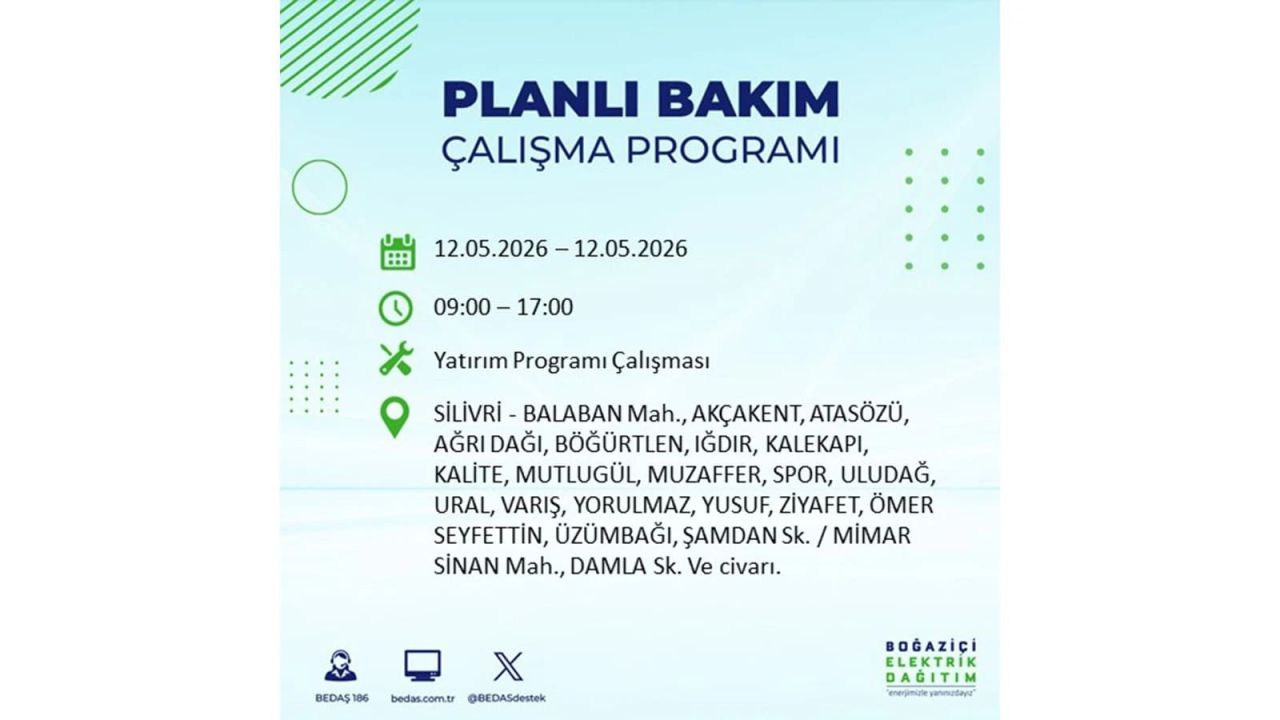 İstanbul'da dev elektrik kesintisi: İşte 12 Mayıs İstanbul elektrik kesintisi olan ilçeler ve mahalleler 19