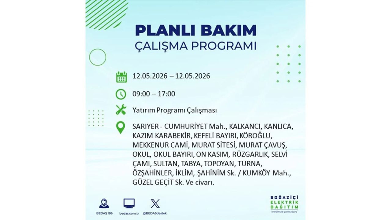 İstanbul'da dev elektrik kesintisi: İşte 12 Mayıs İstanbul elektrik kesintisi olan ilçeler ve mahalleler 23