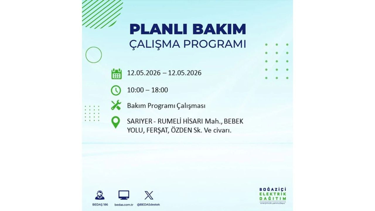 İstanbul'da dev elektrik kesintisi: İşte 12 Mayıs İstanbul elektrik kesintisi olan ilçeler ve mahalleler 26