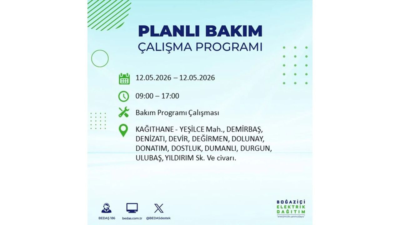 İstanbul'da dev elektrik kesintisi: İşte 12 Mayıs İstanbul elektrik kesintisi olan ilçeler ve mahalleler 32