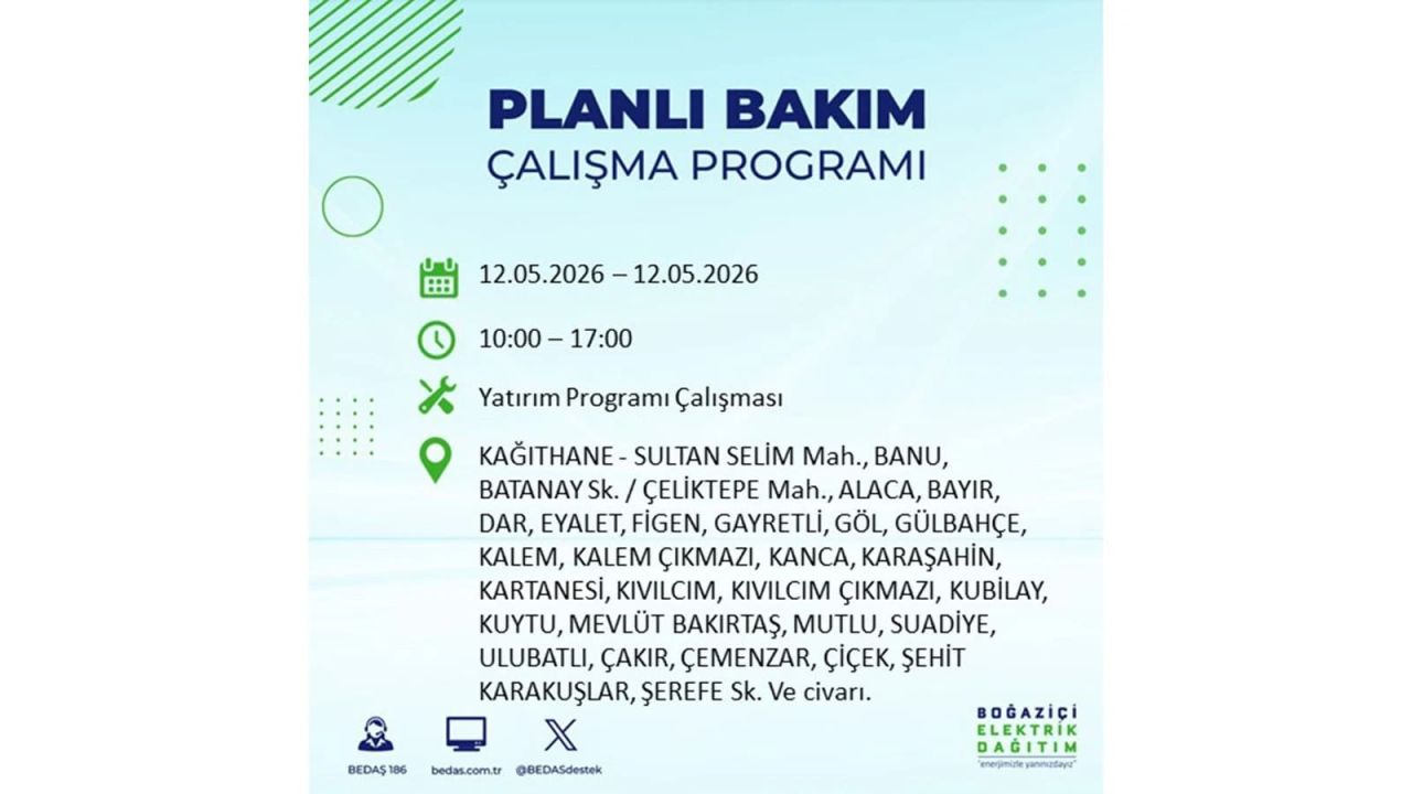 İstanbul'da dev elektrik kesintisi: İşte 12 Mayıs İstanbul elektrik kesintisi olan ilçeler ve mahalleler 33