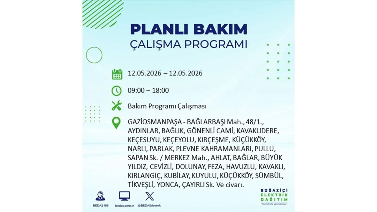 İstanbul'da dev elektrik kesintisi: İşte 12 Mayıs İstanbul elektrik kesintisi olan ilçeler ve mahalleler 34