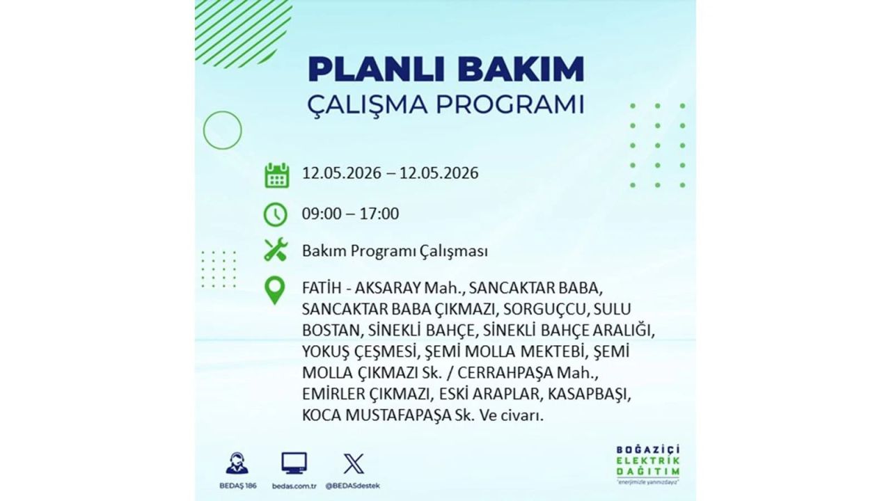 İstanbul'da dev elektrik kesintisi: İşte 12 Mayıs İstanbul elektrik kesintisi olan ilçeler ve mahalleler 38
