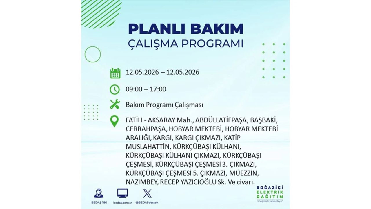 İstanbul'da dev elektrik kesintisi: İşte 12 Mayıs İstanbul elektrik kesintisi olan ilçeler ve mahalleler 39