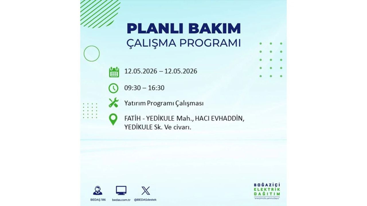 İstanbul'da dev elektrik kesintisi: İşte 12 Mayıs İstanbul elektrik kesintisi olan ilçeler ve mahalleler 41