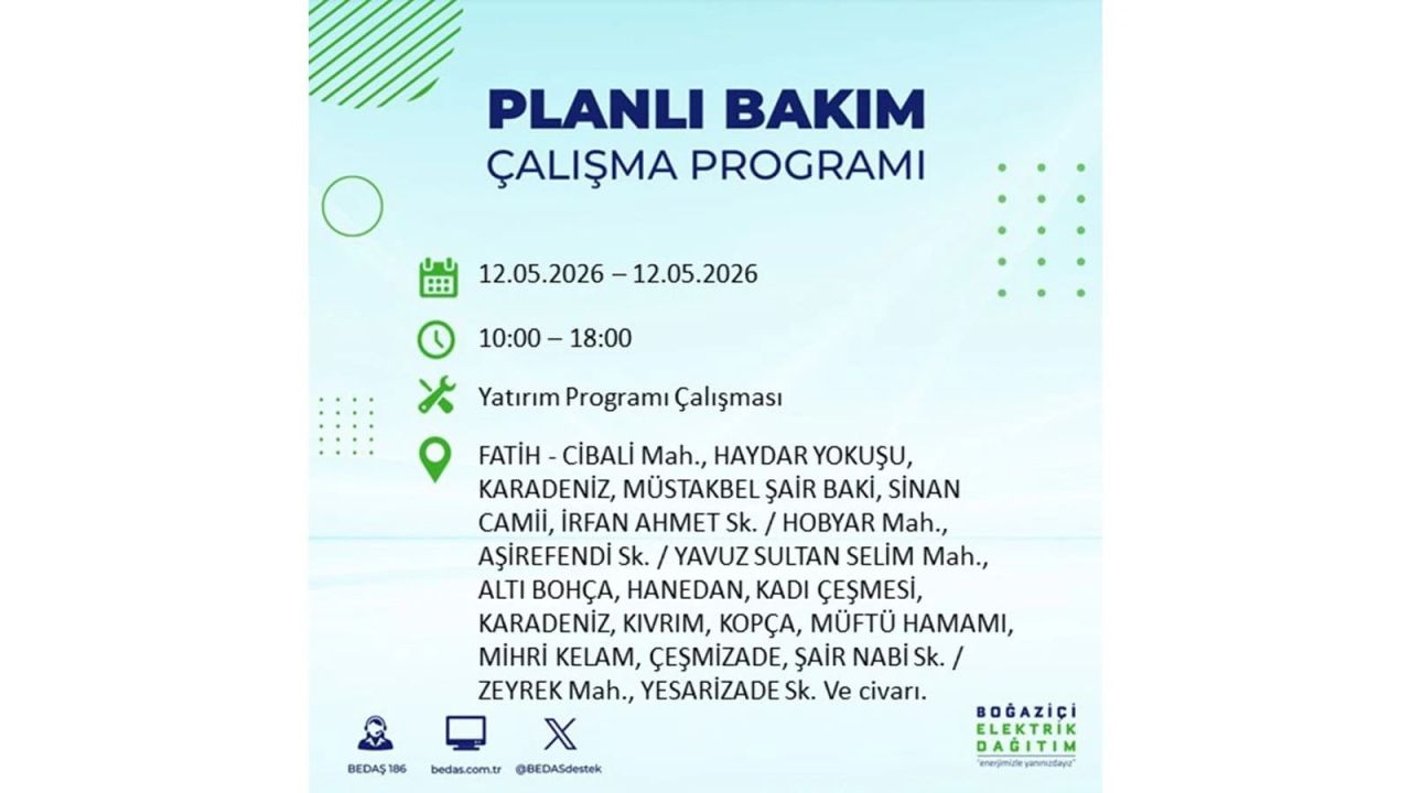 İstanbul'da dev elektrik kesintisi: İşte 12 Mayıs İstanbul elektrik kesintisi olan ilçeler ve mahalleler 42
