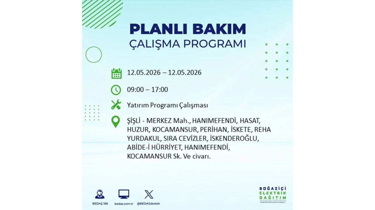 İstanbul'da dev elektrik kesintisi: İşte 12 Mayıs İstanbul elektrik kesintisi olan ilçeler ve mahalleler 5
