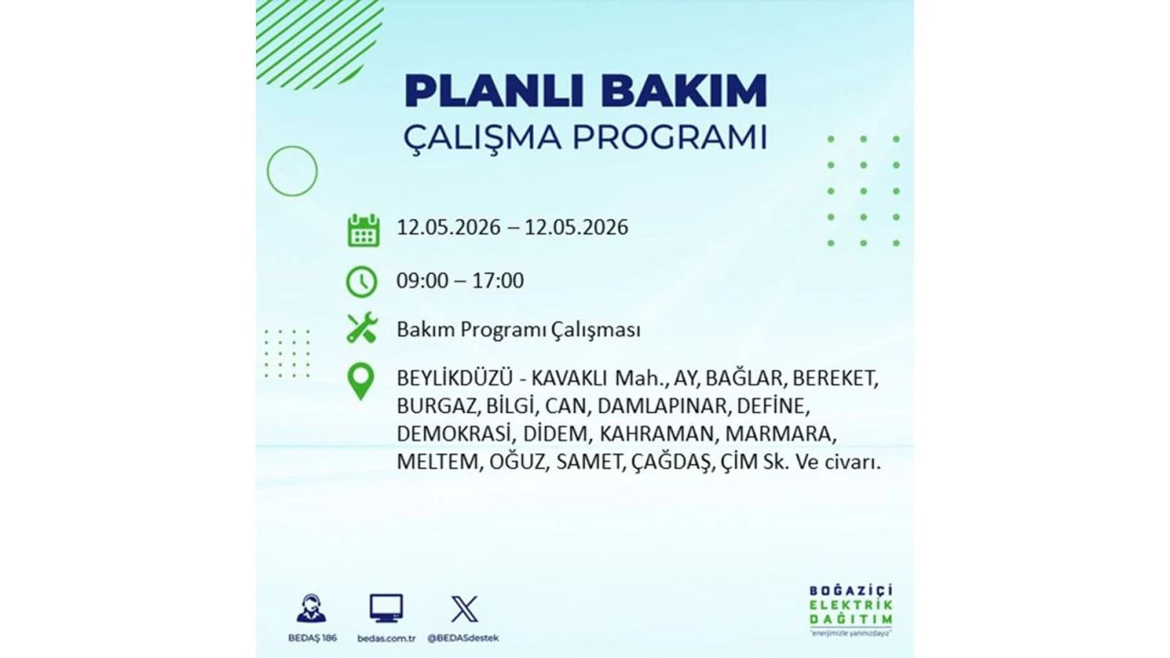 İstanbul'da dev elektrik kesintisi: İşte 12 Mayıs İstanbul elektrik kesintisi olan ilçeler ve mahalleler 54
