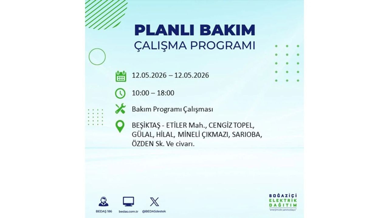 İstanbul'da dev elektrik kesintisi: İşte 12 Mayıs İstanbul elektrik kesintisi olan ilçeler ve mahalleler 55