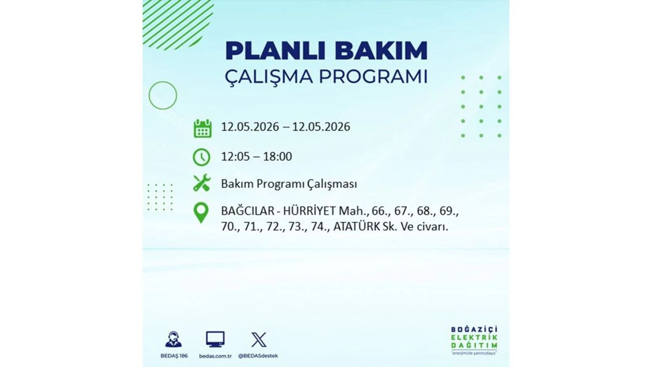 İstanbul'da dev elektrik kesintisi: İşte 12 Mayıs İstanbul elektrik kesintisi olan ilçeler ve mahalleler 65