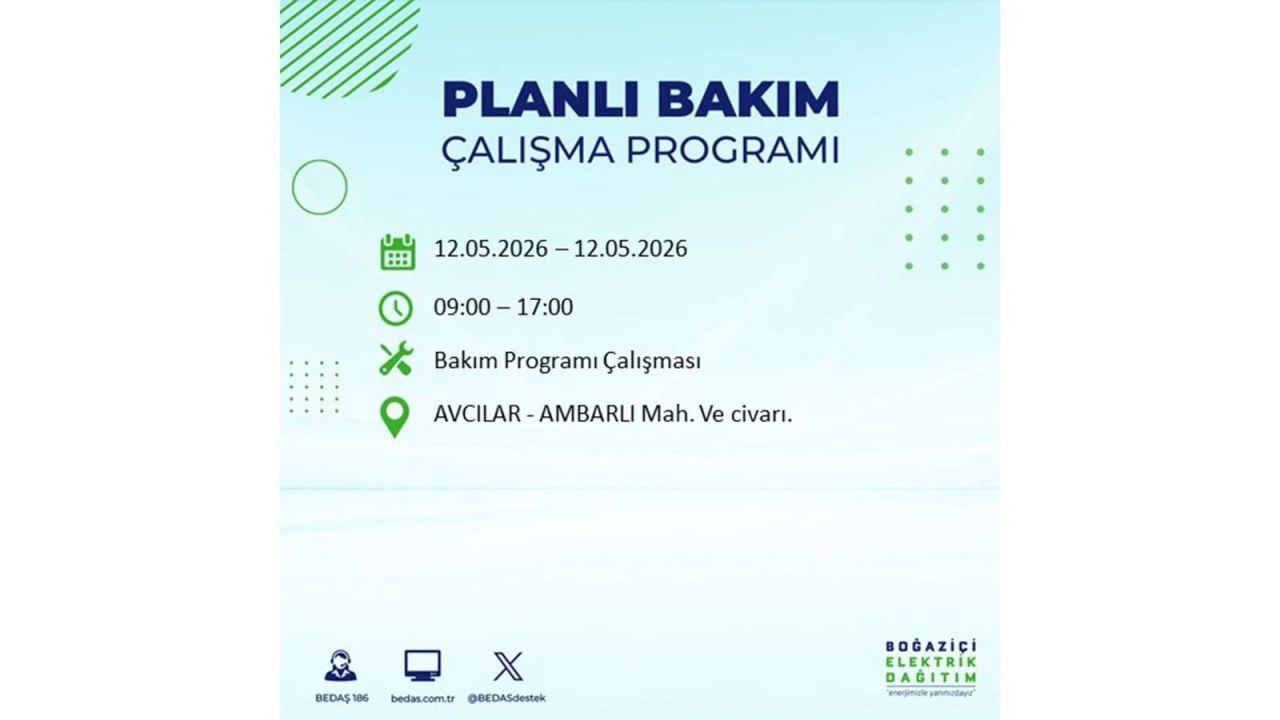 İstanbul'da dev elektrik kesintisi: İşte 12 Mayıs İstanbul elektrik kesintisi olan ilçeler ve mahalleler 69
