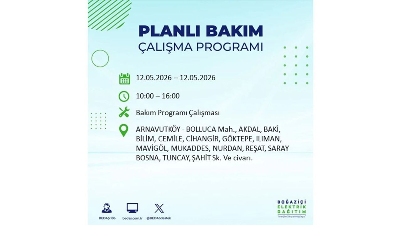 İstanbul'da dev elektrik kesintisi: İşte 12 Mayıs İstanbul elektrik kesintisi olan ilçeler ve mahalleler 72