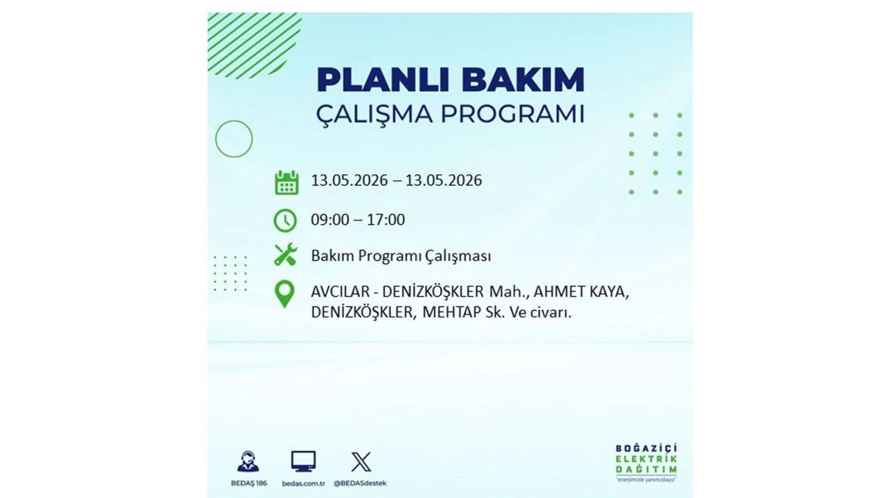 13 Mayıs’ta İstanbul’da Elektrik Kesintisi: Etkilenecek İlçeler Belli Oldu 10