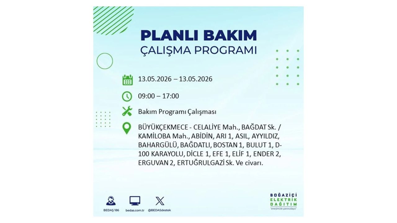 13 Mayıs’ta İstanbul’da Elektrik Kesintisi: Etkilenecek İlçeler Belli Oldu 21