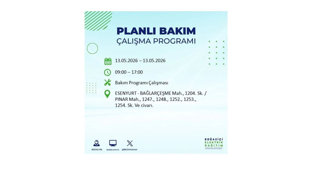 13 Mayıs’ta İstanbul’da Elektrik Kesintisi: Etkilenecek İlçeler Belli Oldu 31
