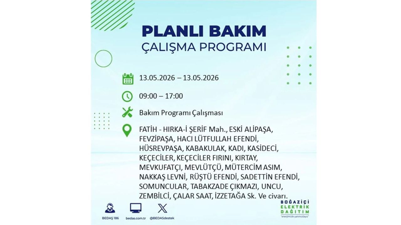 13 Mayıs’ta İstanbul’da Elektrik Kesintisi: Etkilenecek İlçeler Belli Oldu 35
