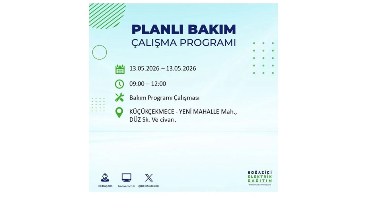 13 Mayıs’ta İstanbul’da Elektrik Kesintisi: Etkilenecek İlçeler Belli Oldu 38