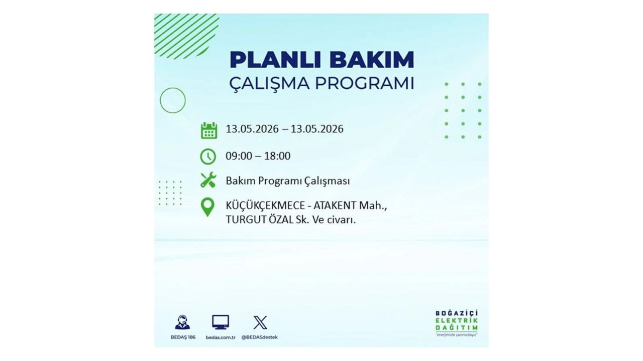 13 Mayıs’ta İstanbul’da Elektrik Kesintisi: Etkilenecek İlçeler Belli Oldu 39