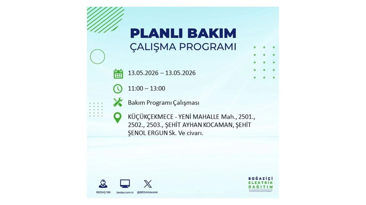 13 Mayıs’ta İstanbul’da Elektrik Kesintisi: Etkilenecek İlçeler Belli Oldu 40