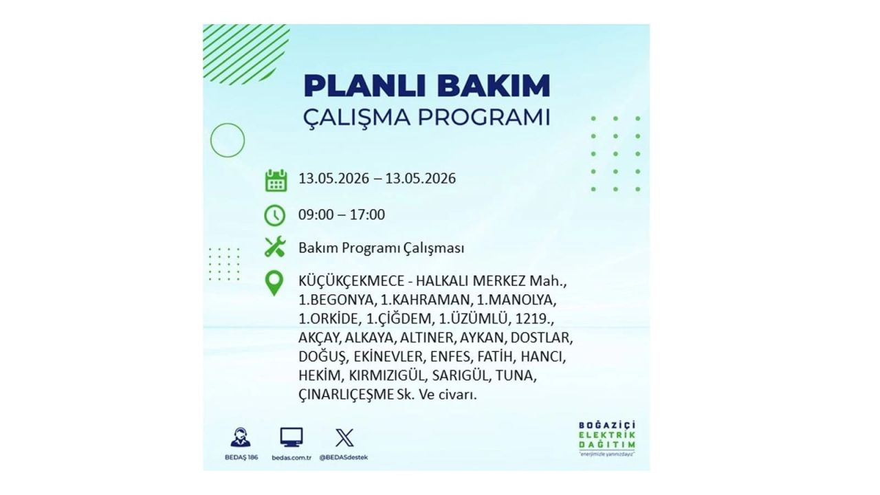13 Mayıs’ta İstanbul’da Elektrik Kesintisi: Etkilenecek İlçeler Belli Oldu 41