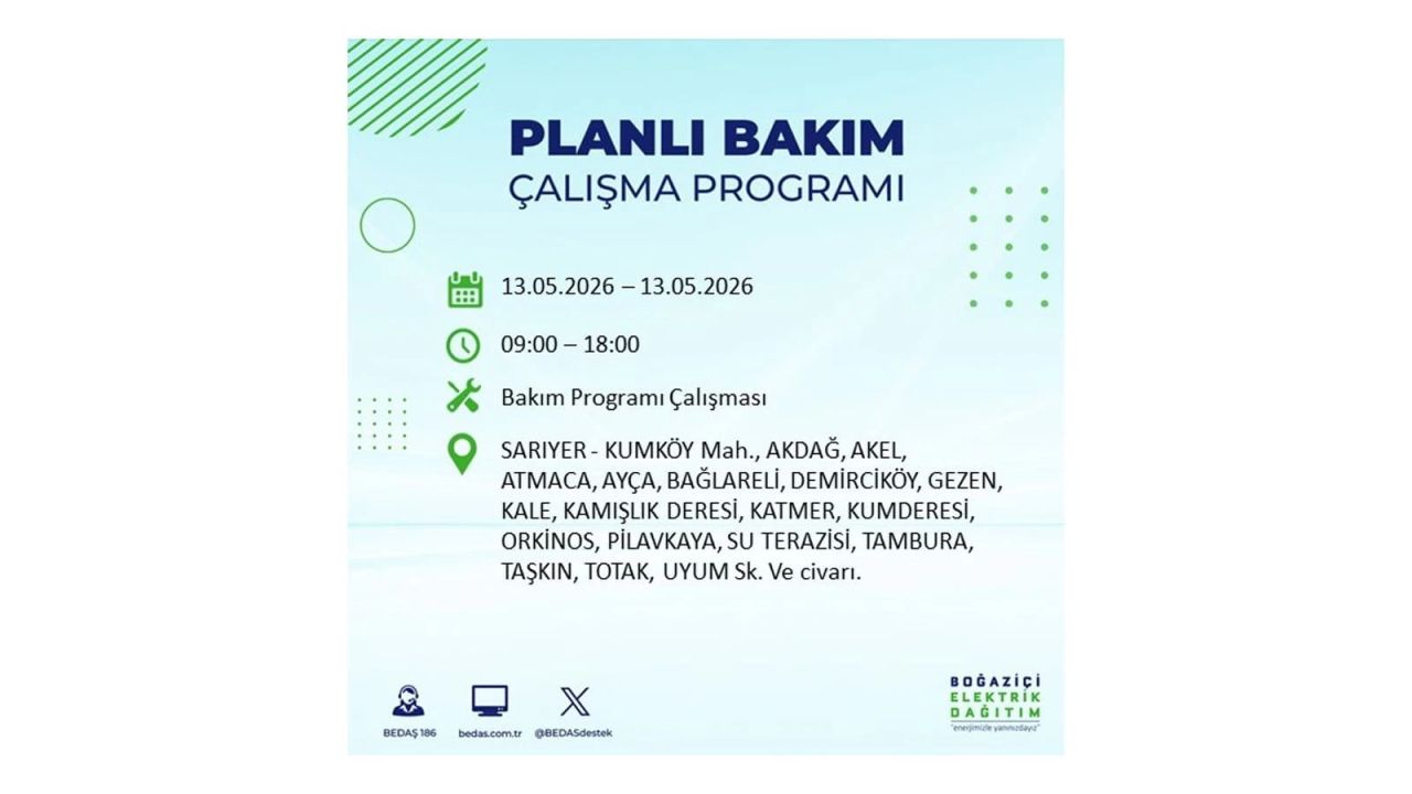 13 Mayıs’ta İstanbul’da Elektrik Kesintisi: Etkilenecek İlçeler Belli Oldu 43