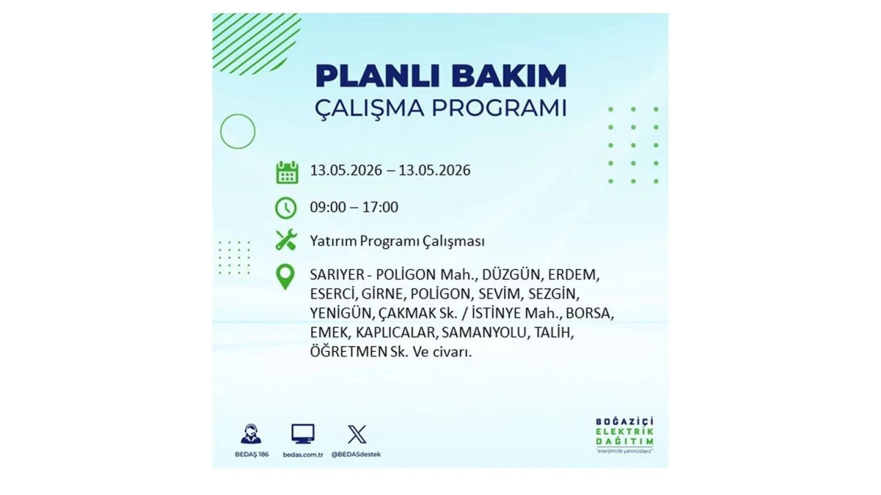 13 Mayıs’ta İstanbul’da Elektrik Kesintisi: Etkilenecek İlçeler Belli Oldu 44