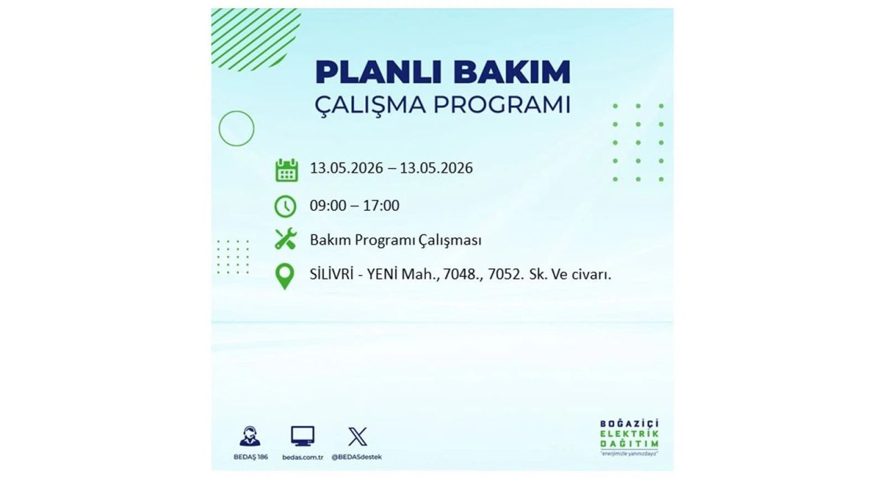 13 Mayıs’ta İstanbul’da Elektrik Kesintisi: Etkilenecek İlçeler Belli Oldu 48