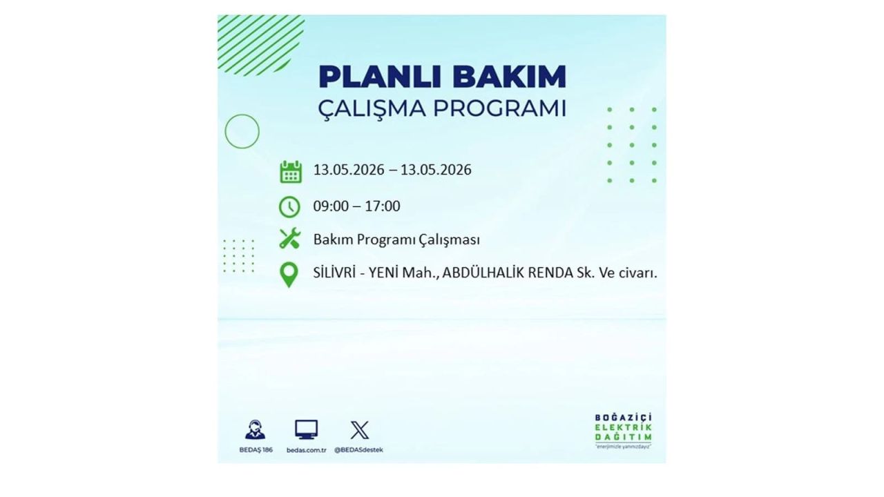 13 Mayıs’ta İstanbul’da Elektrik Kesintisi: Etkilenecek İlçeler Belli Oldu 49