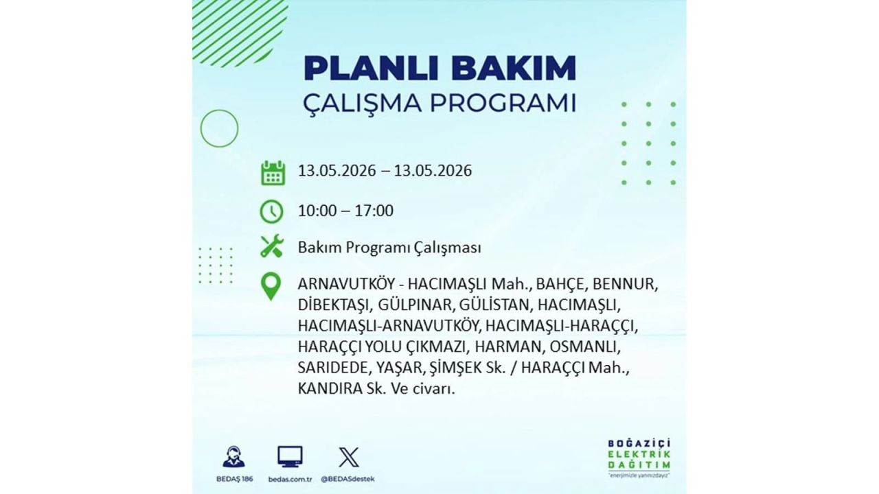 13 Mayıs’ta İstanbul’da Elektrik Kesintisi: Etkilenecek İlçeler Belli Oldu 5
