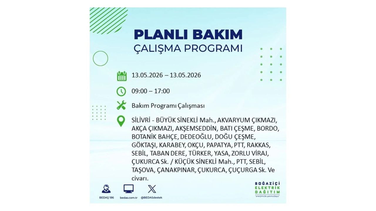 13 Mayıs’ta İstanbul’da Elektrik Kesintisi: Etkilenecek İlçeler Belli Oldu 50