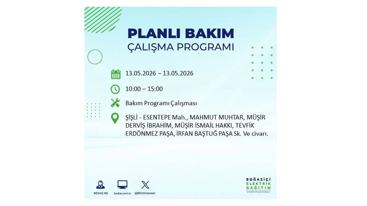 13 Mayıs’ta İstanbul’da Elektrik Kesintisi: Etkilenecek İlçeler Belli Oldu 53