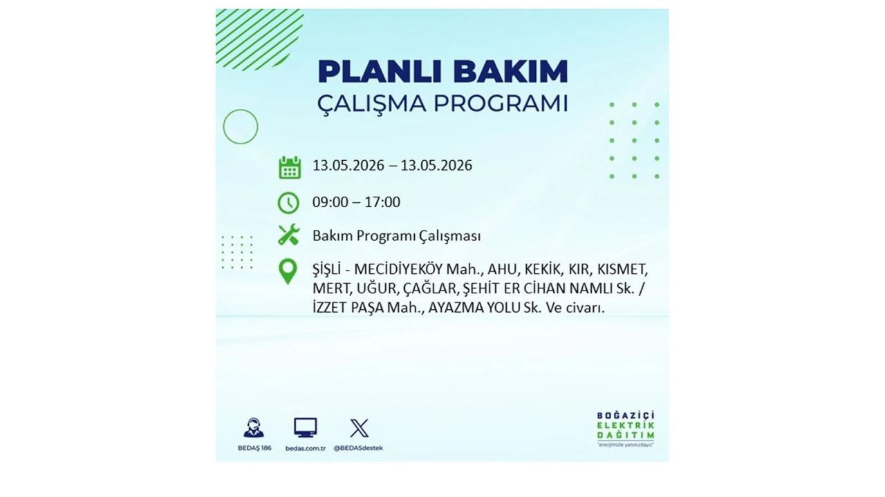 13 Mayıs’ta İstanbul’da Elektrik Kesintisi: Etkilenecek İlçeler Belli Oldu 54