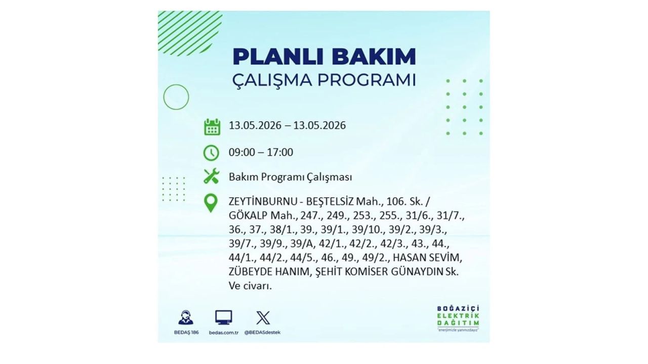 13 Mayıs’ta İstanbul’da Elektrik Kesintisi: Etkilenecek İlçeler Belli Oldu 58