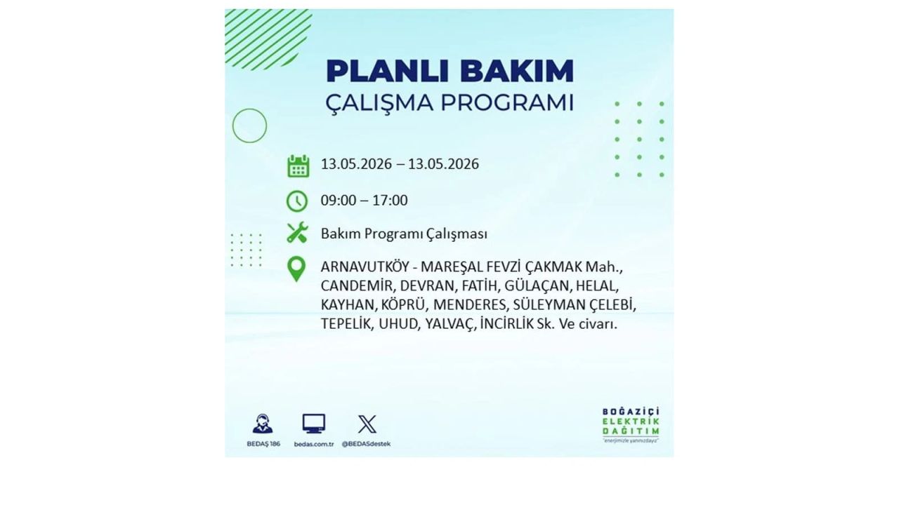 13 Mayıs’ta İstanbul’da Elektrik Kesintisi: Etkilenecek İlçeler Belli Oldu 6
