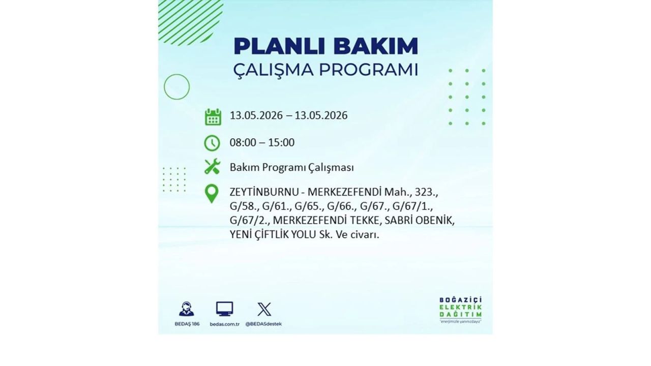 13 Mayıs’ta İstanbul’da Elektrik Kesintisi: Etkilenecek İlçeler Belli Oldu 65
