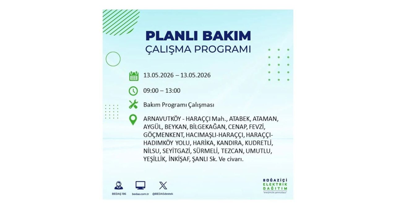 13 Mayıs’ta İstanbul’da Elektrik Kesintisi: Etkilenecek İlçeler Belli Oldu 7