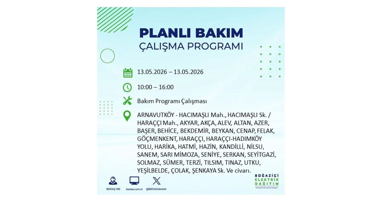 13 Mayıs’ta İstanbul’da Elektrik Kesintisi: Etkilenecek İlçeler Belli Oldu 8