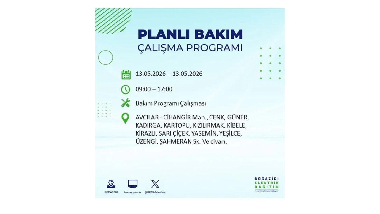 13 Mayıs’ta İstanbul’da Elektrik Kesintisi: Etkilenecek İlçeler Belli Oldu 9