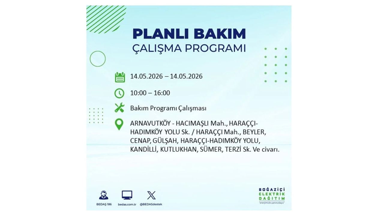 İstanbul’da 14 Mayıs’ta elektrik kesintisi: Saat saat kesinti detayları 1