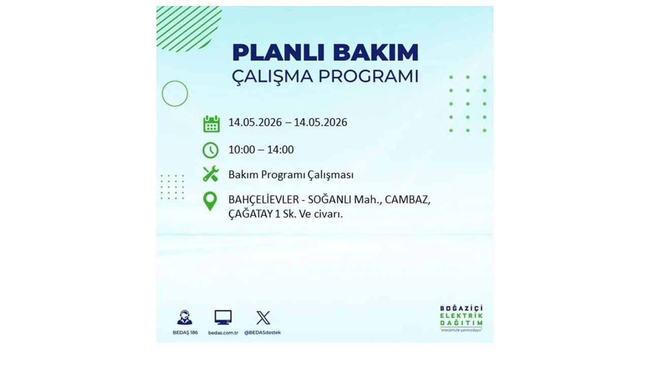İstanbul’da 14 Mayıs’ta elektrik kesintisi: Saat saat kesinti detayları 10