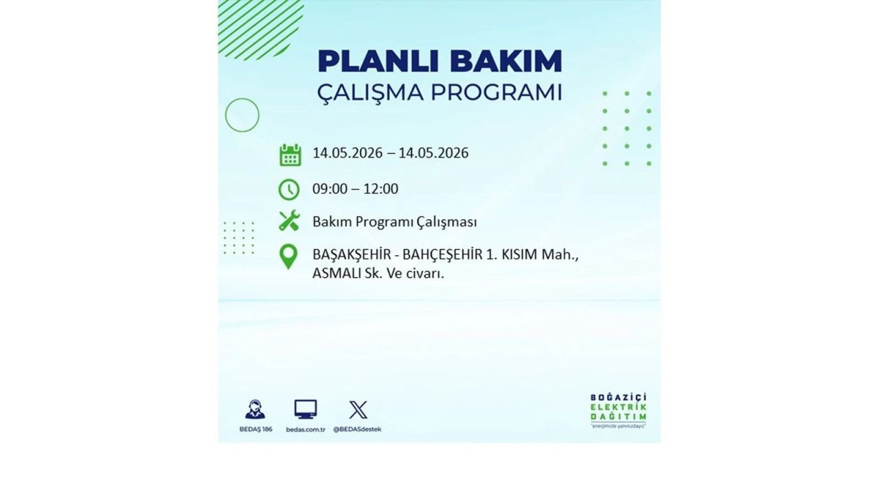 İstanbul’da 14 Mayıs’ta elektrik kesintisi: Saat saat kesinti detayları 13