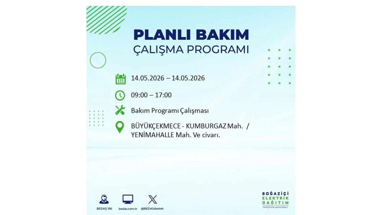 İstanbul’da 14 Mayıs’ta elektrik kesintisi: Saat saat kesinti detayları 16