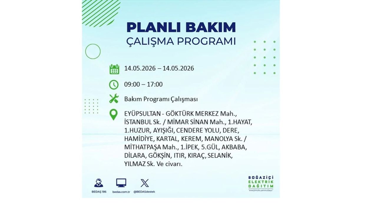 İstanbul’da 14 Mayıs’ta elektrik kesintisi: Saat saat kesinti detayları 21
