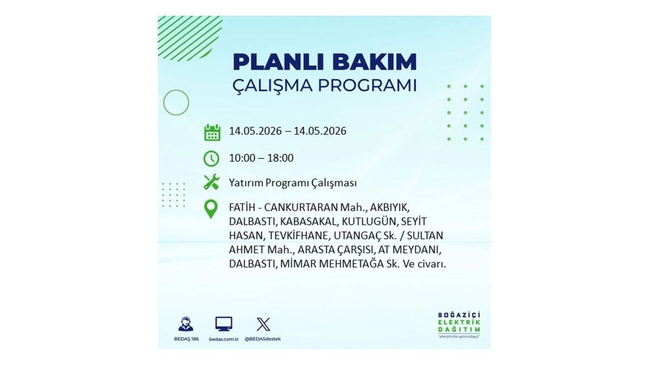 İstanbul’da 14 Mayıs’ta elektrik kesintisi: Saat saat kesinti detayları 25